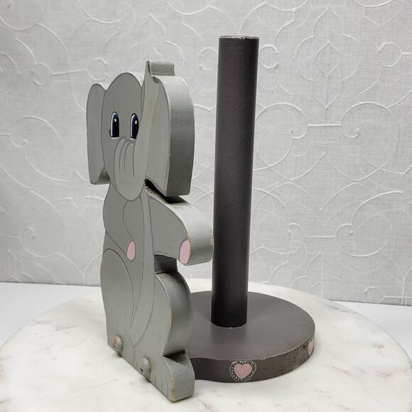 Vintage Moore's Craft Anthropomorphic Elephant Standing Paper Towel Holder Wood - Picture 8 of 16